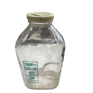Tropi-Ca-Lo Vintage Glass Juice Bottle 1/2 Gallon Orange Drink Retro Collectible
